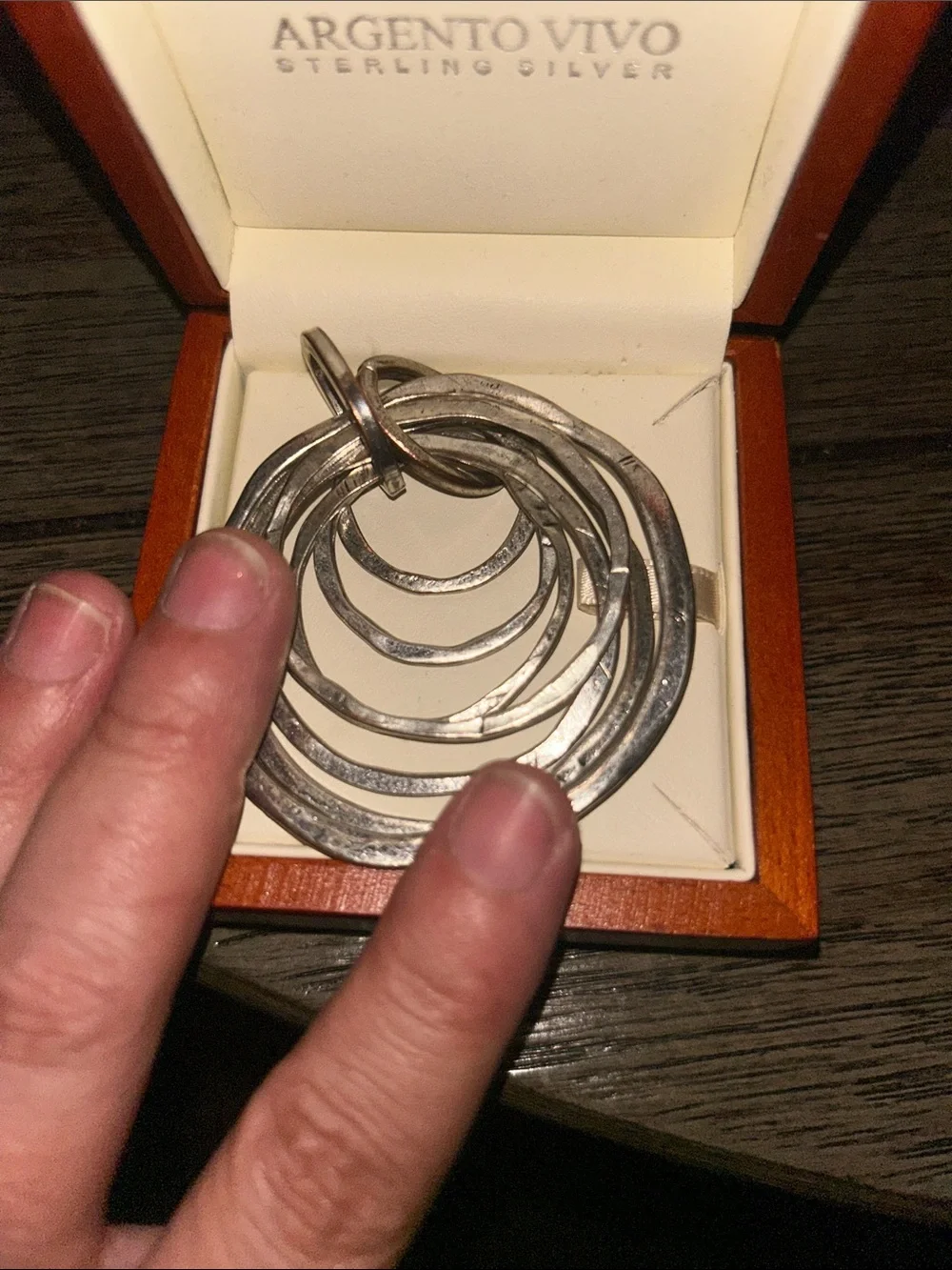 Silver Multi-Ring Pendant Necklace - Women Jewelry
